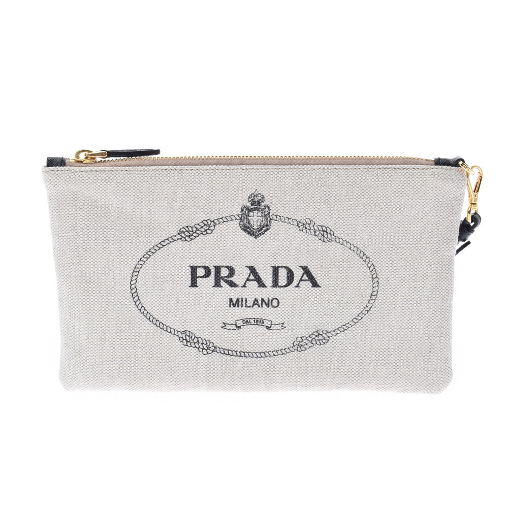 Prada Black Natural Canvas Pouch - Picture 2 of 11